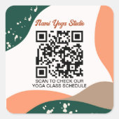 Moderne Abstracte groene Terra Cotta Yoga Studio Vierkante Sticker (Voorkant)