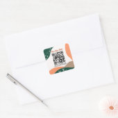 Moderne Abstracte groene Terra Cotta Yoga Studio Vierkante Sticker (Envelop)
