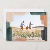 Moderne abstracte groene volledige aftapklep 1 fot feestdagenkaart (Voorkant)