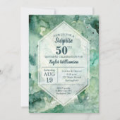 Moderne Abstracte groene Waterverf Birthday nodigt (Voorkant)