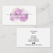 Moderne Abstracte handtekening Paars Gold Visitekaartje (Voorkant / Achterkant)