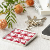 Moderne Abstracte harten - Rode en witte Sleutelha Sleutelhanger (Zijkant)