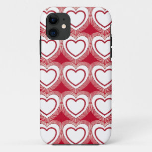 Moderne Abstracte harten - Rood en wit iPhone 11 Hoesje