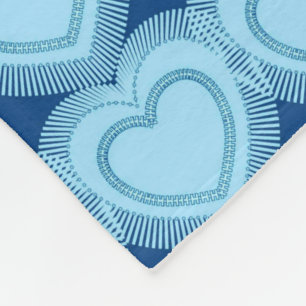 Moderne Abstracte harten - Sky Blue en Cobalt Fleece Deken