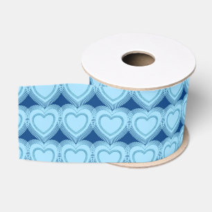 Moderne Abstracte harten - Sky Blue en Cobalt Grosgrain Lint