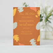 Moderne Abstracte Herfst Warme Elegantie Save The Date (Staand voorkant)