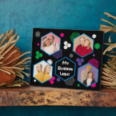 Moderne Abstracte Hexagon Fotocollage Vaderdag Fotoplaat (Zijkant)