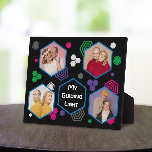 Moderne Abstracte Hexagon Fotocollage Vaderdag Fotoplaat