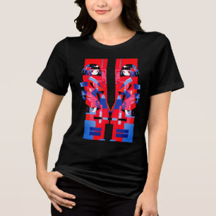 Moderne Abstracte Japanse Meisje – Geometrische Ki Tri-Blend Shirt