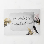 Moderne Abstracte Japanse penseelstreken bruiloft Drieluik Uitnodiging (Cover)