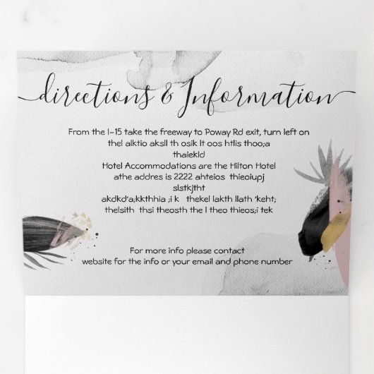 Moderne Abstracte Japanse penseelstreken bruiloft Drieluik Uitnodiging (Binnenzijde eerst)