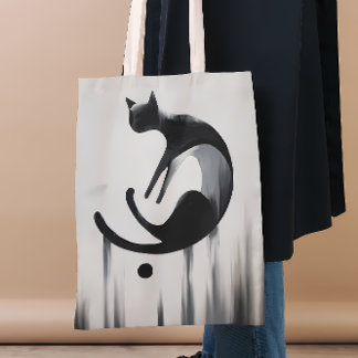 Moderne Abstracte kat - Minimalistische ontwerpkun Draagtas