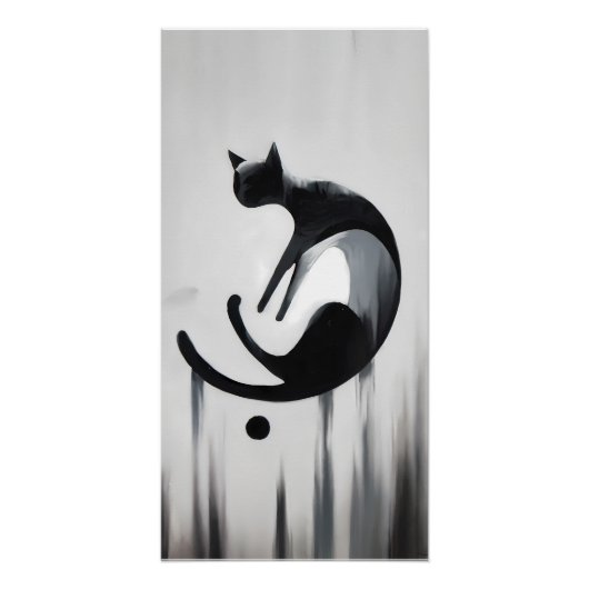 Moderne Abstracte kat - Minimalistische ontwerpkun Perfect Poster (Voorkant)