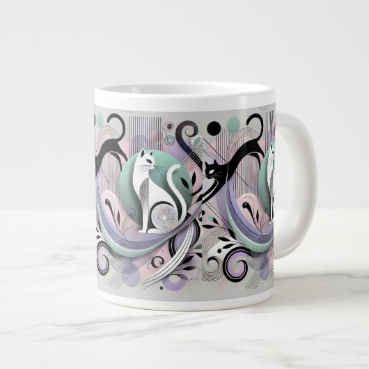 Moderne Abstracte kattenkunst - Stijlvolle Mok voo (Voorkant rechts)