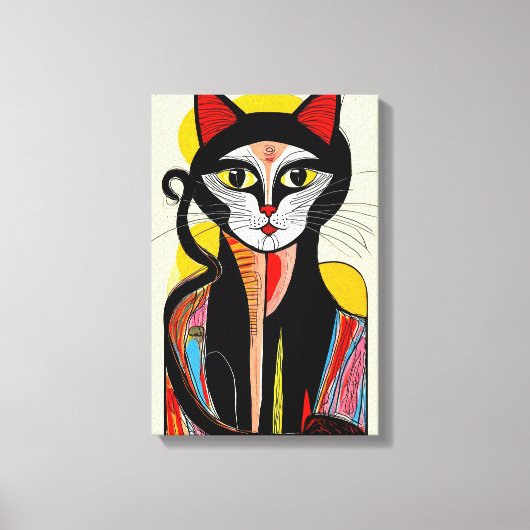 Moderne Abstracte kattenkunst voor stijlvolle ruim Canvas Afdruk (Voorkant)