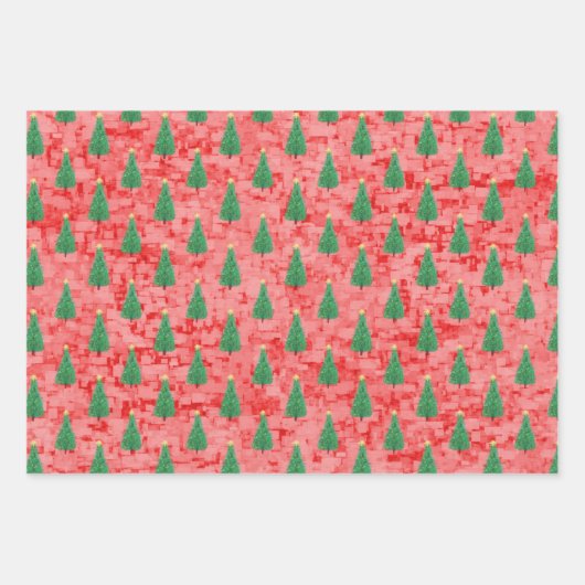 Moderne Abstracte kerstboom Patroon Waterverf Inpakpapier Vel (Voorkant 3)