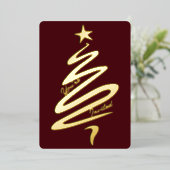 Moderne Abstracte kerstboomvakantie Folie Uitnodiging (Staand Voorkant)