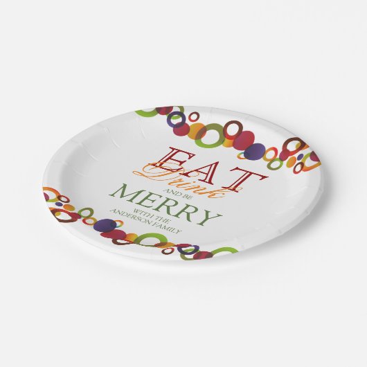 Moderne Abstracte kerstfeestkringen | FEESTDAGEN Papieren Bordje (Gekanteld)