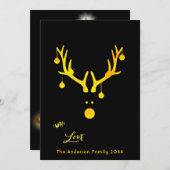 Moderne abstracte kerstkaart rendier goud zwart (Voorkant / Achterkant)