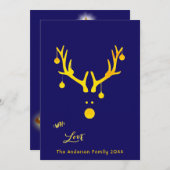 Moderne abstracte kerstkaart rendiergoudblauw (Voorkant / Achterkant)