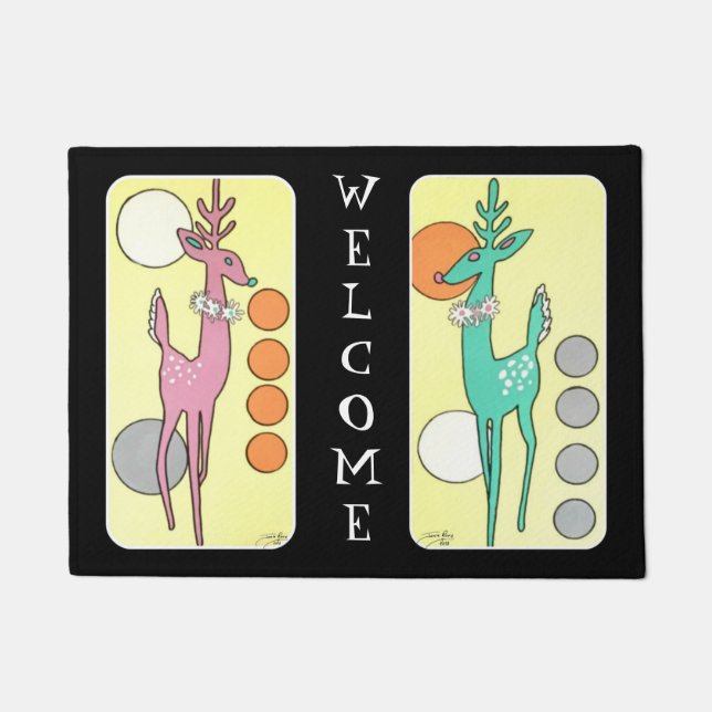 Moderne Abstracte kerstrenrenrenrenier uit de midd Deurmat (Voorkant)