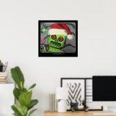 Moderne Abstracte kerstrobot uit de middeleeuwen Poster (Thuiskantoor)