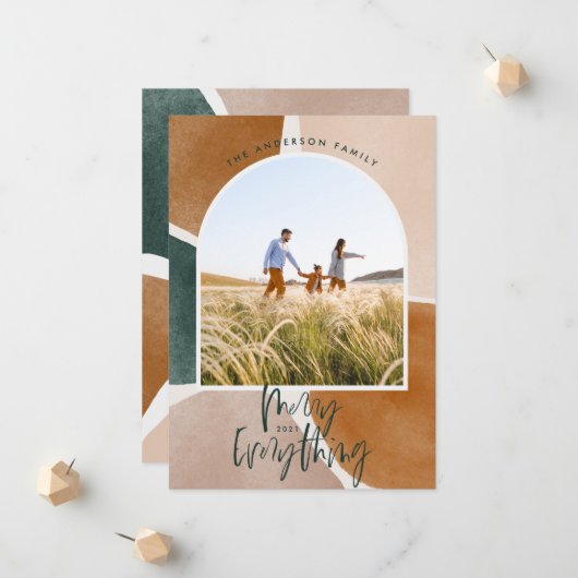 Moderne abstracte kerstvakantie met 1 fotoboog aankondiging (Voorkant / Achterkant in situ)