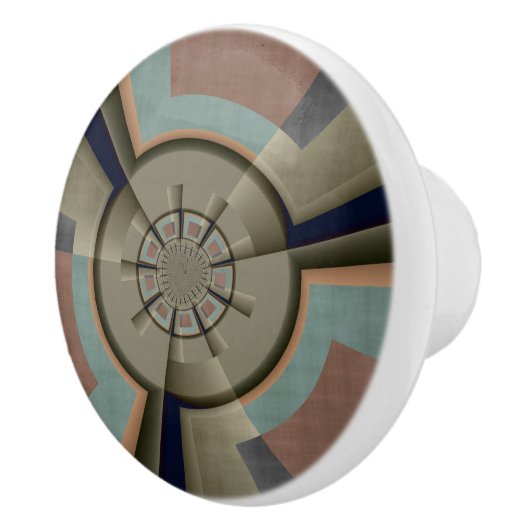 Moderne Abstracte kleur Harmony Fractal Art Graphi Keramische Knop (Rechts)