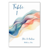 Moderne Abstracte Kleur Wave Blauw Wit Bruiloft Kaart (Voorkant)