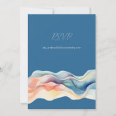 Moderne Abstracte Kleur Wave Blauwe Bruiloft Kaart (Achterkant)