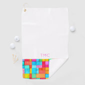 Moderne Abstracte kleuren Waterverven Initialen Golfhanddoek (Insitu)