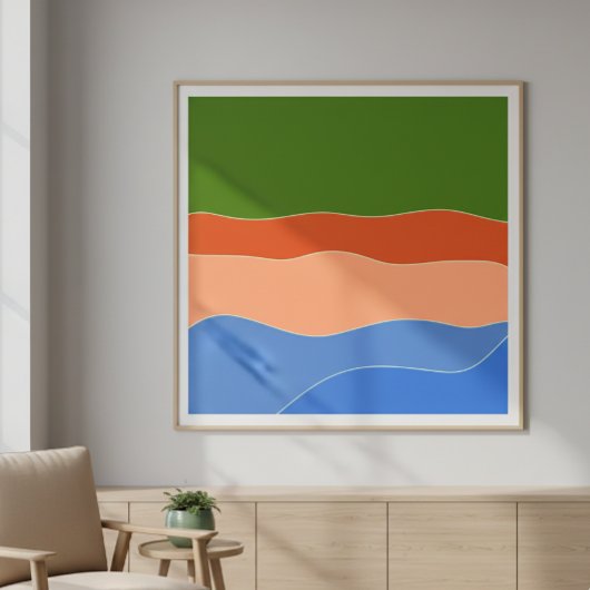 Moderne Abstracte, kleurrijke landschap midden eeu Poster