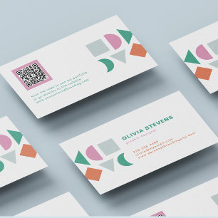 Moderne abstracte kleurrijke QR-code Visitekaartje