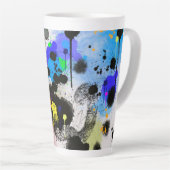 Moderne abstracte kleurrijke verfsplaat latte mok (Rechterhoek)