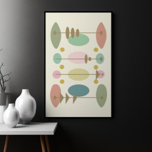Moderne Abstracte kleurrijke vormen, midden eeuw Poster