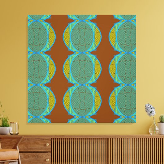 Moderne Abstracte koperen blauwe cirkels Diamond Canvas Afdruk (Insitu (Woonkamer))