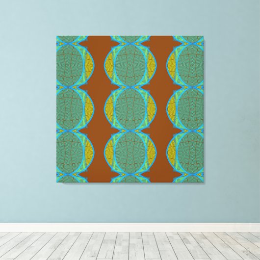Moderne Abstracte koperen blauwe cirkels Diamond Canvas Afdruk (Insitu (Houten vloer))
