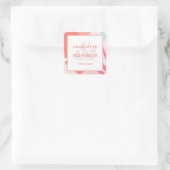 Moderne Abstracte koraalridbruid en bruidegom Vierkante Sticker (Tas)