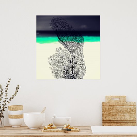 Moderne Abstracte koraalrif van het Zee op strand Poster (Keuken)