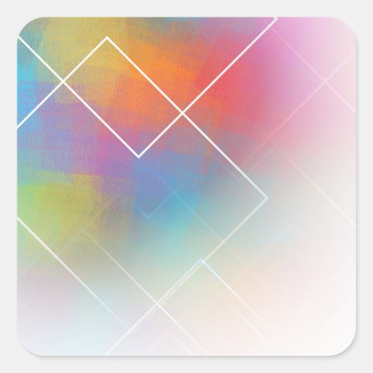Moderne Abstracte Kunst Aangepaste Roze Rood Oranj Vierkante Sticker (Voorkant)