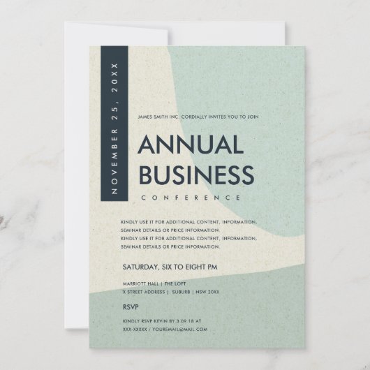 MODERNE ABSTRACTE KUNST AQUA BLAUWE CONFERENTIE EV KAART (Voorkant)