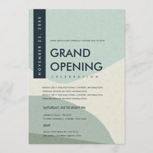 MODERNE ABSTRACTE KUNST AQUA BLAUWE GRAND OPENING KAART