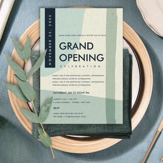 MODERNE ABSTRACTE KUNST AQUA BLAUWE GRAND OPENING  KAART