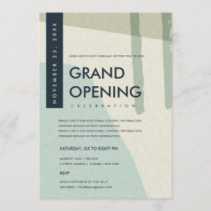 MODERNE ABSTRACTE KUNST AQUA BLAUWE GRAND OPENING  KAART