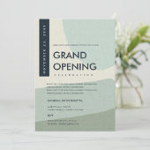 MODERNE ABSTRACTE KUNST AQUA BLAUWE GRAND OPENING KAART (Staand voorkant)