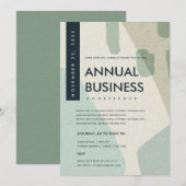 MODERNE ABSTRACTE KUNST AQUA BLUE CONFERENCE EVENT KAART (Voorkant / Achterkant)