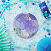 Moderne abstracte kunst blauw en paars papieren bordje (Feest)