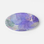 Moderne abstracte kunst blauw en paars papieren bordje (Gekanteld)