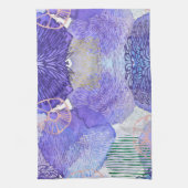 Moderne abstracte kunst blauw en paars theedoek (Verticaal)