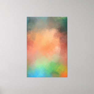 Moderne Abstracte Kunst Geel Rood Blauw Groen Kleu Canvas Afdruk